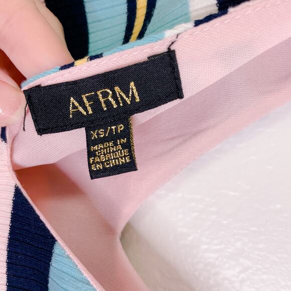 AFRM Striped Ribbed Double V-Neck Sleeveless Bodysuit Pastel Pink size XS NWOT - Picture 7 of 10